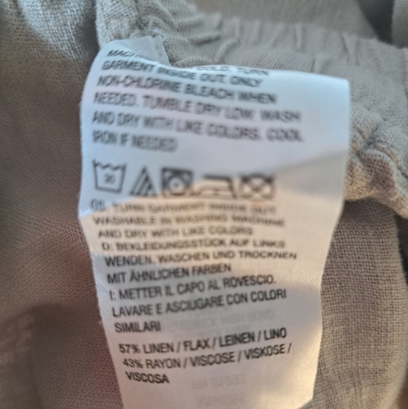 NATURALS Linen flax shorts oatmeal neutral coastal beachy drawstring comfy 2X - Picture 7 of 7